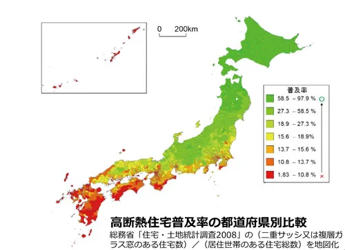 画像：高断熱住宅普及率の都道府県比較
